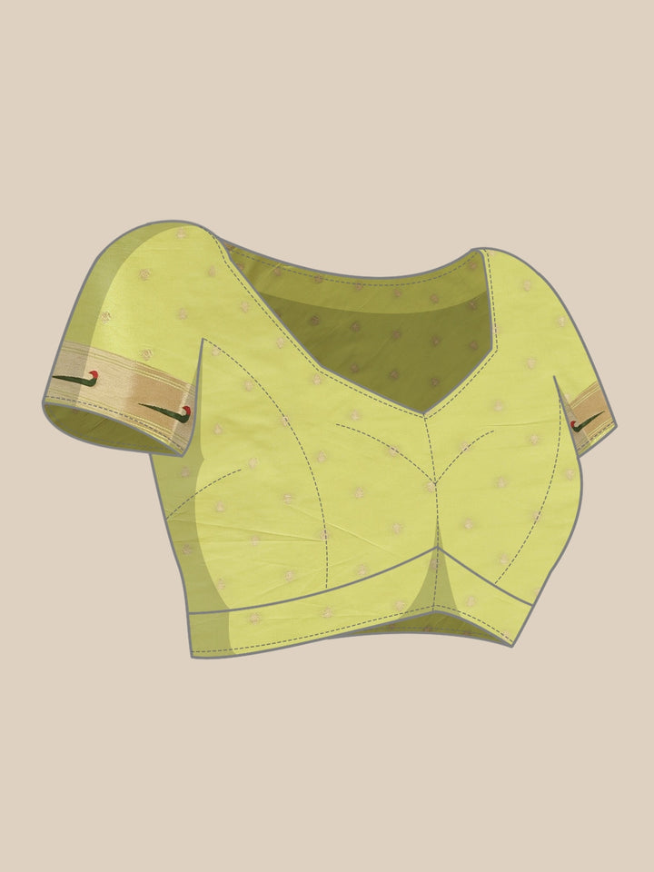 Neerus Pista Green Color Banaras Fabric Saree