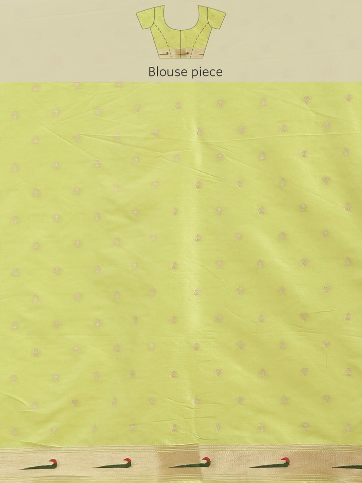 Neerus Pista Green Color Banaras Fabric Saree