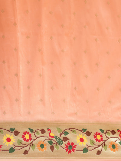 Neeru's peach color, banaras fabric saree