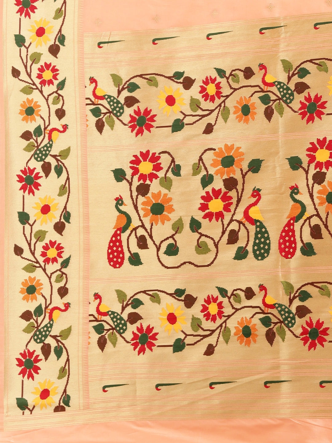 Neerus Peach Color Banaras Fabric Saree