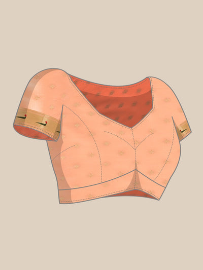 Neeru's peach color, banaras fabric saree