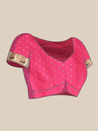 Neeru's pink color, banaras fabric saree