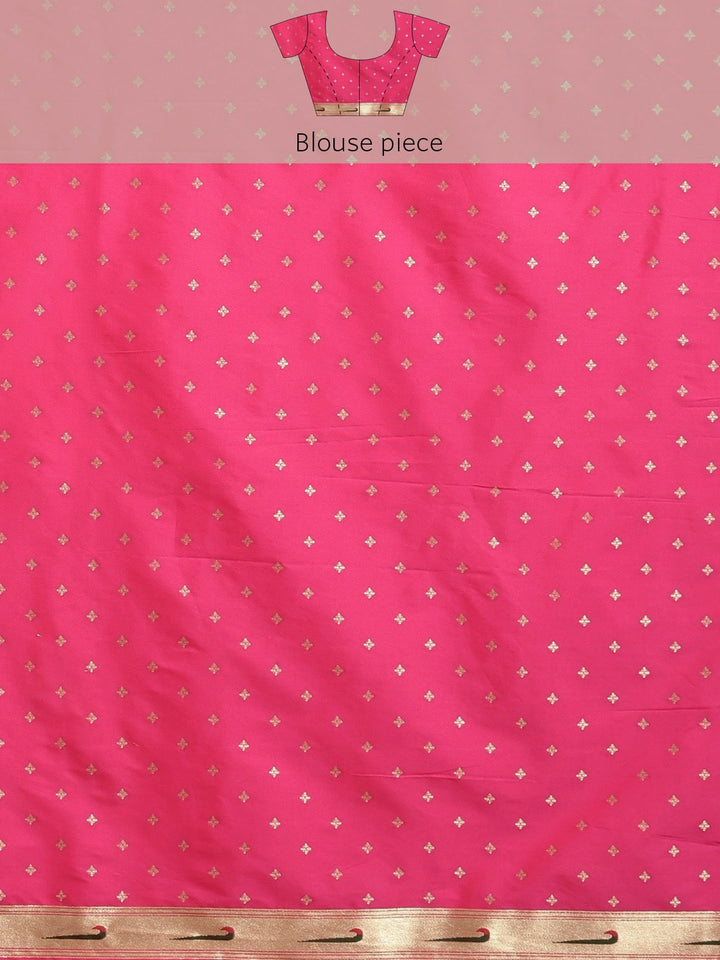 Neerus Pink Banarasi woven saree - detail view 3