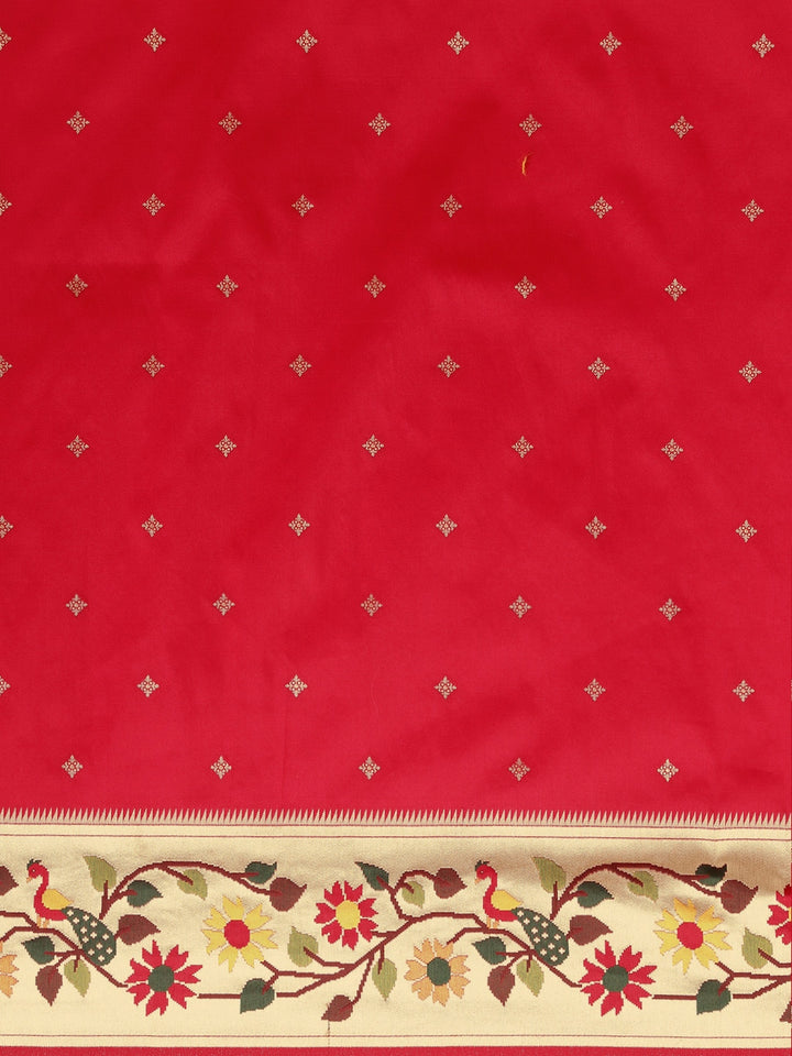 Neerus Red Color Banaras Fabric Saree