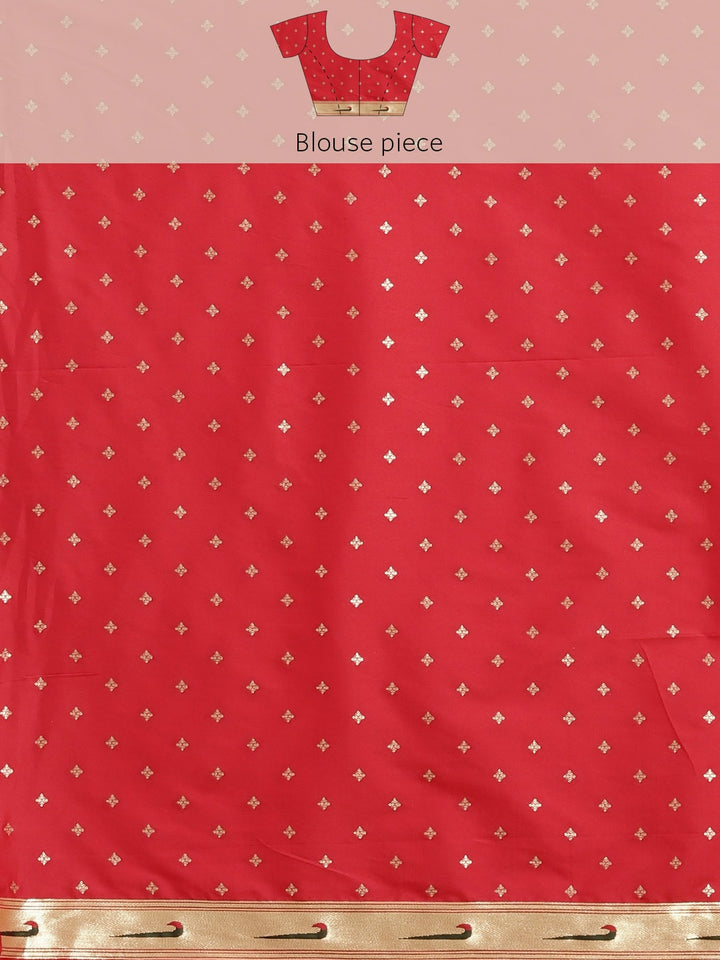 Neerus Red Color Banaras Fabric Saree