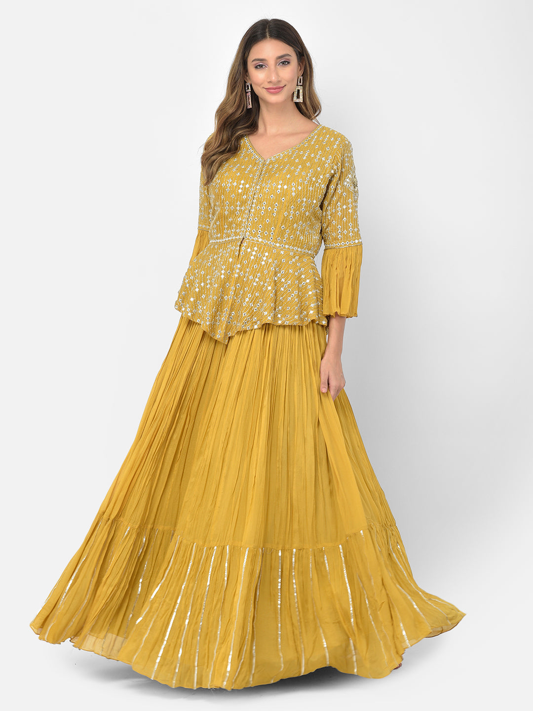 Neeru's mustard color crepe fabric salwar kameez