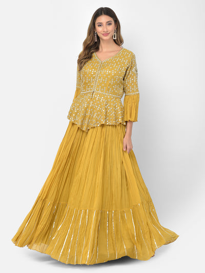 Neeru's mustard color crepe fabric salwar kameez