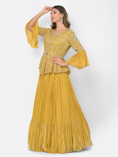 Neeru's mustard color crepe fabric salwar kameez