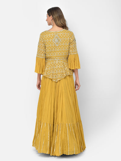 Neeru's mustard color crepe fabric salwar kameez