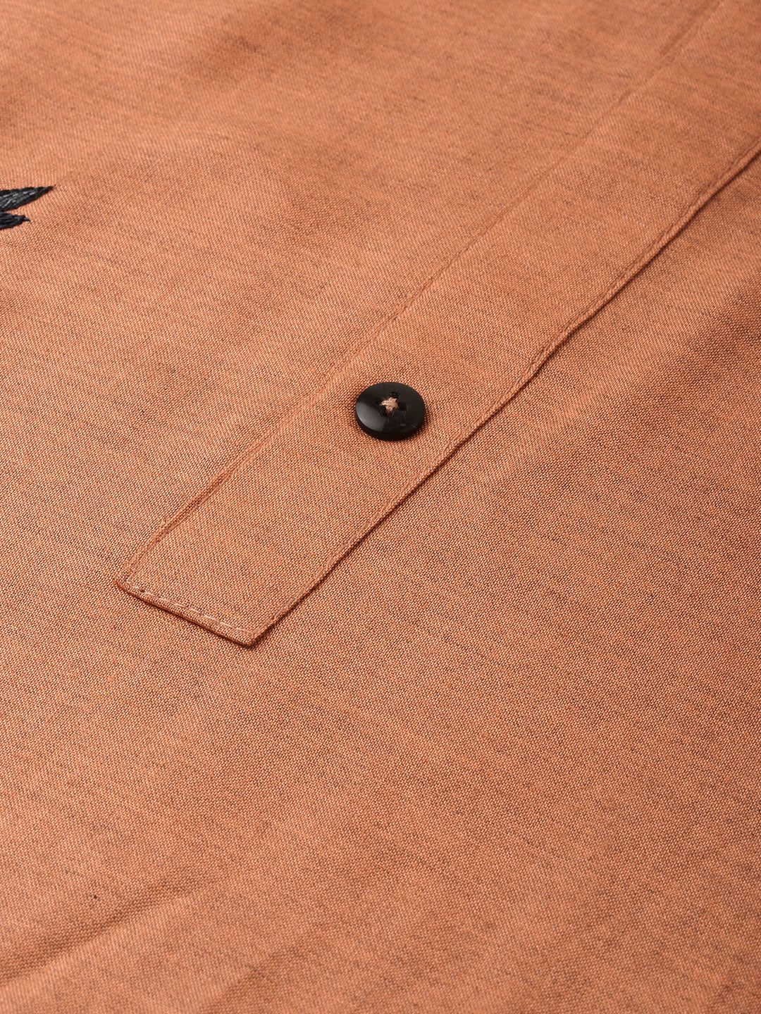 Neerus Orange rayon embroidered straight kurti - side view