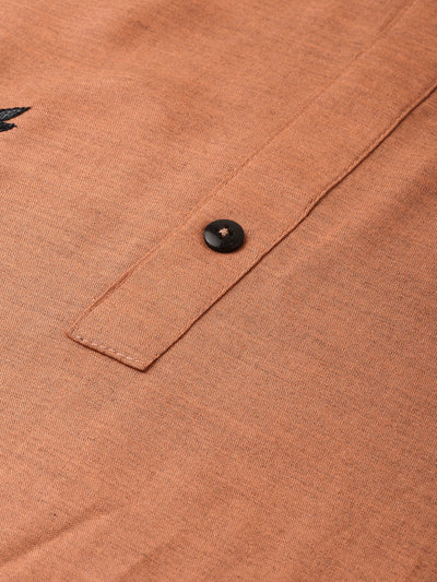 Neerus Women Rust Orange Embroidered Straight Kurta