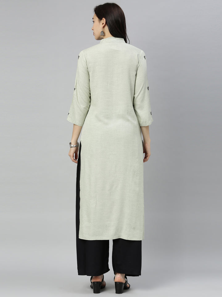 Neerus Green embellished straight kurta - detail view 3