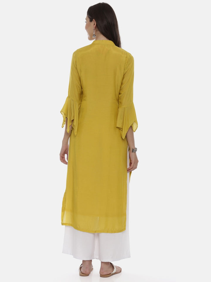 Neerus Yellow Embellished Straight Kurta