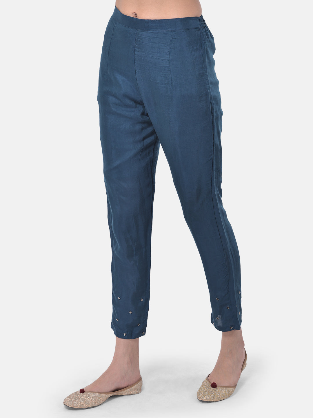 Neerus Blue muslin straight suit set - detail view 2