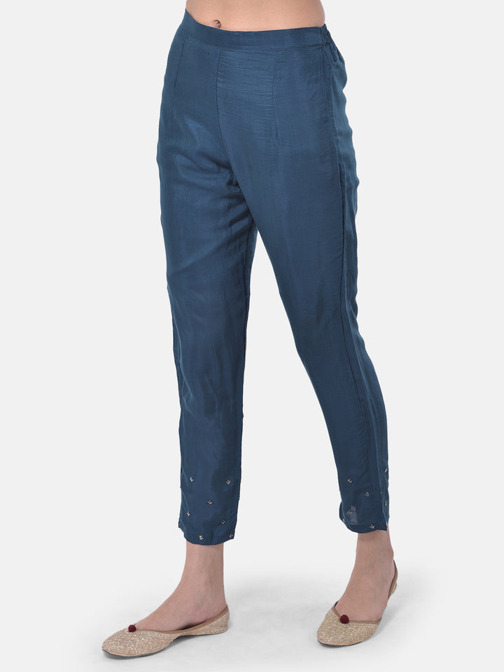 Neerus Blue muslin straight suit set - detail view 2