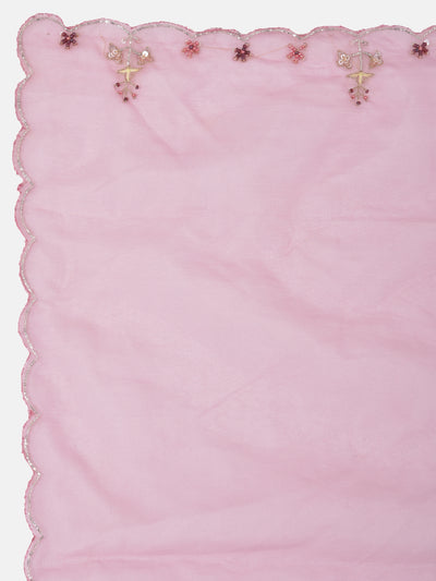 Neeru's Violet & Pink Embroidered Kurta With Sharara & Dupatta