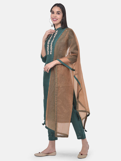 Neeru's Green Embellished Kurta With Pant & Dupatta