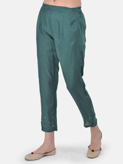 Neeru's Green Embellished Kurta With Pant & Dupatta
