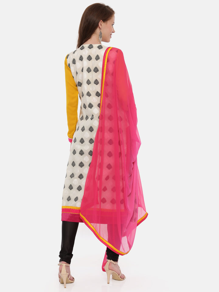 Neerus Multicolor Embroidered Kurta With Churidar & Dupatta
