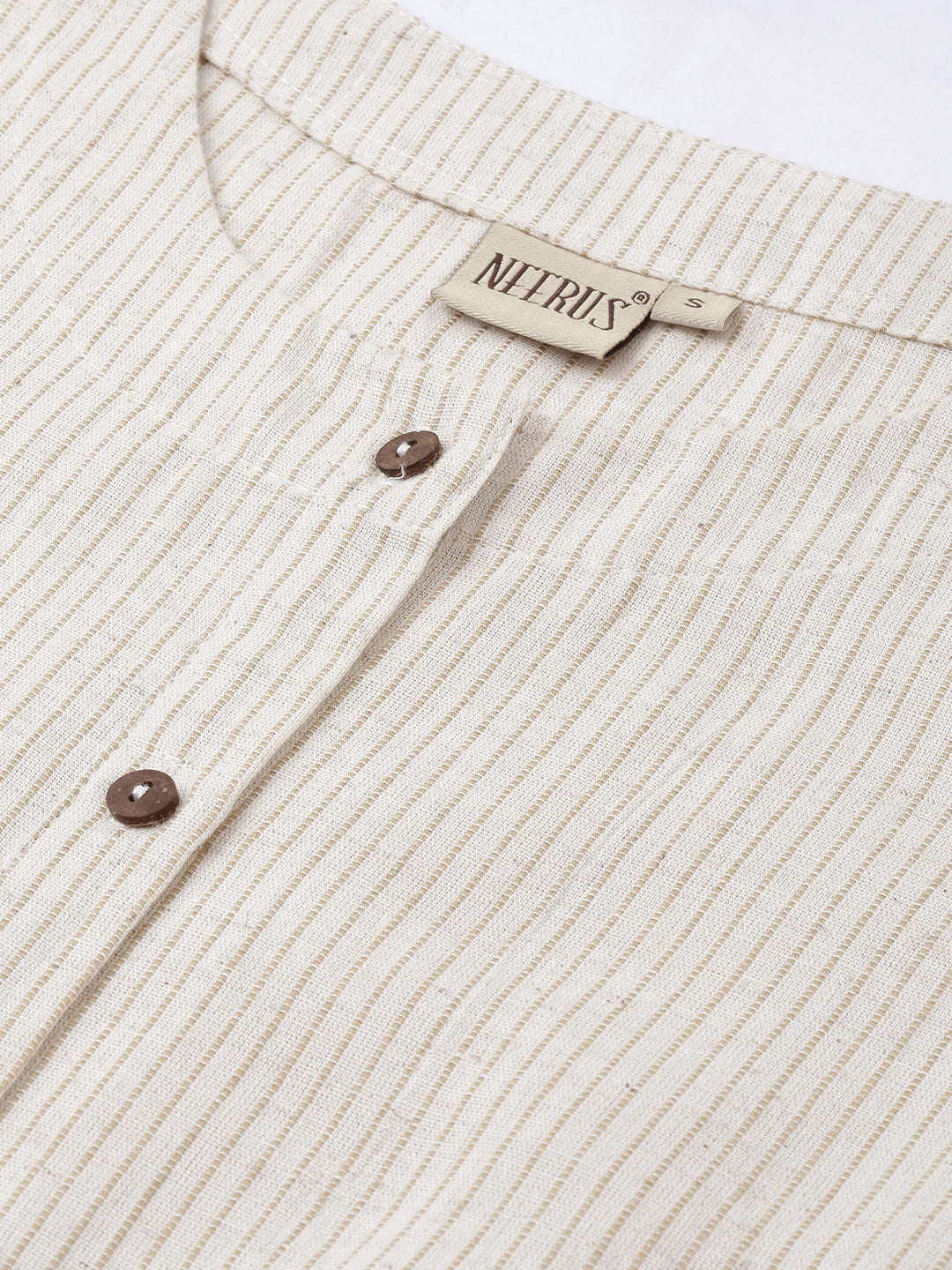 Neerus Ivory Striped A Line Kurta