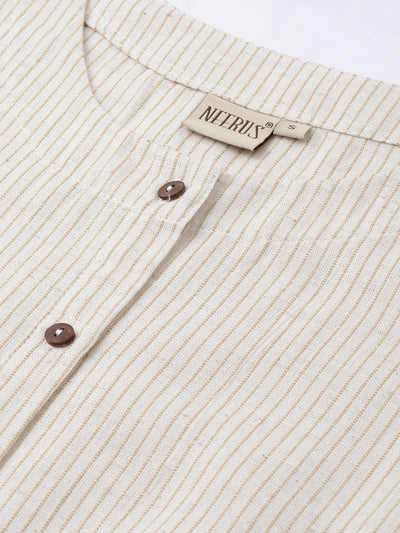 Neeru's Ivory Striped A Line Kurta