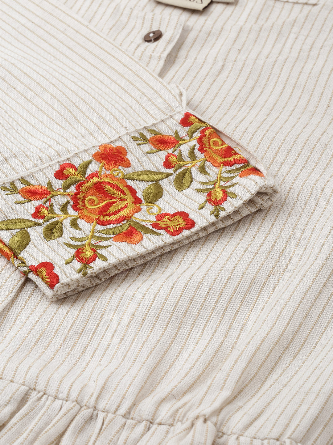 Neeru's Ivory Striped A Line Kurta