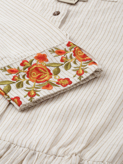 Neeru's Ivory Striped A Line Kurta