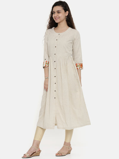 Neeru's Ivory Striped A Line Kurta