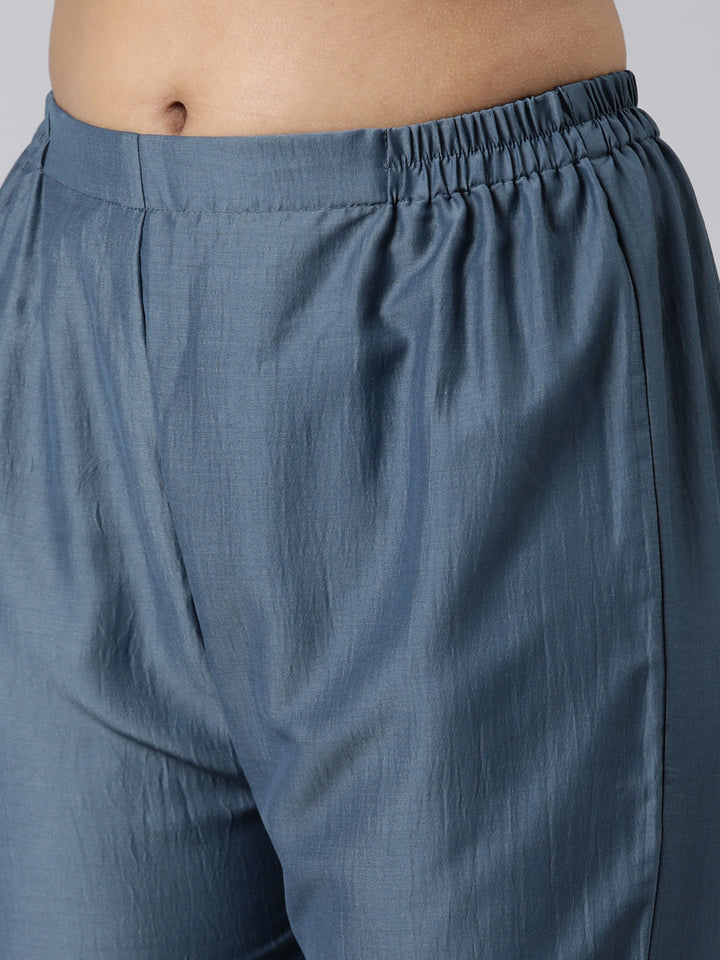 Neerus Green Regular Calf Length Printed Kurta Printed Trousers With Dupatta