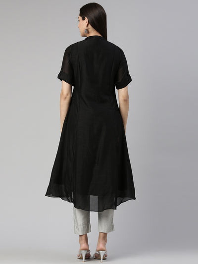 Neeru's Black Anarkali Flared Crepe Kurtas
