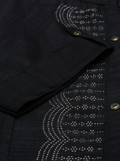 Neeru'S Black Color Crepe Fabric Kurta