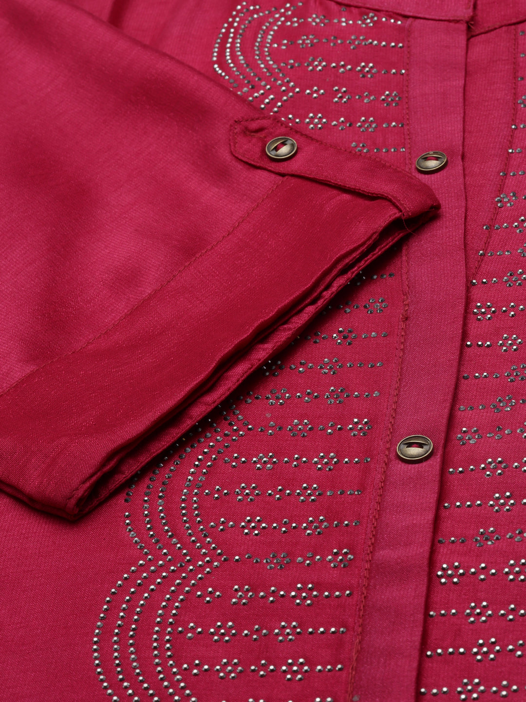 Neerus Pink crepe embellished anarkali kurta - detail view 2