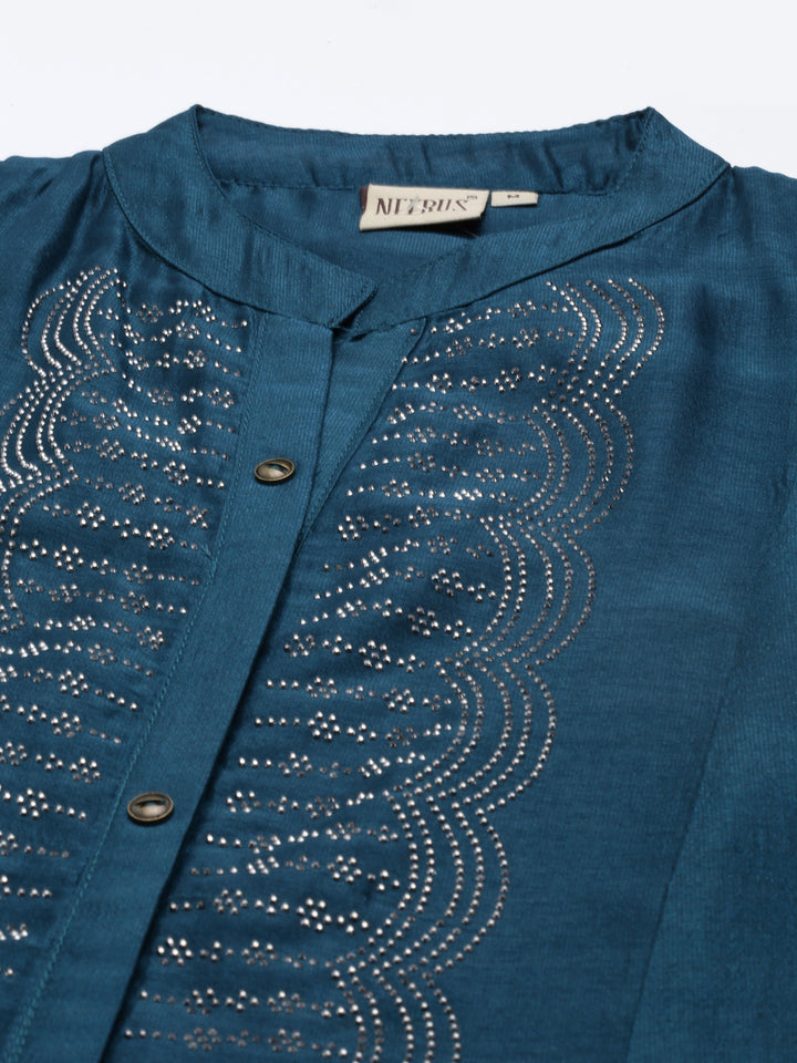 Neerus Peacock Anarkali Straight Crepe Kurtas