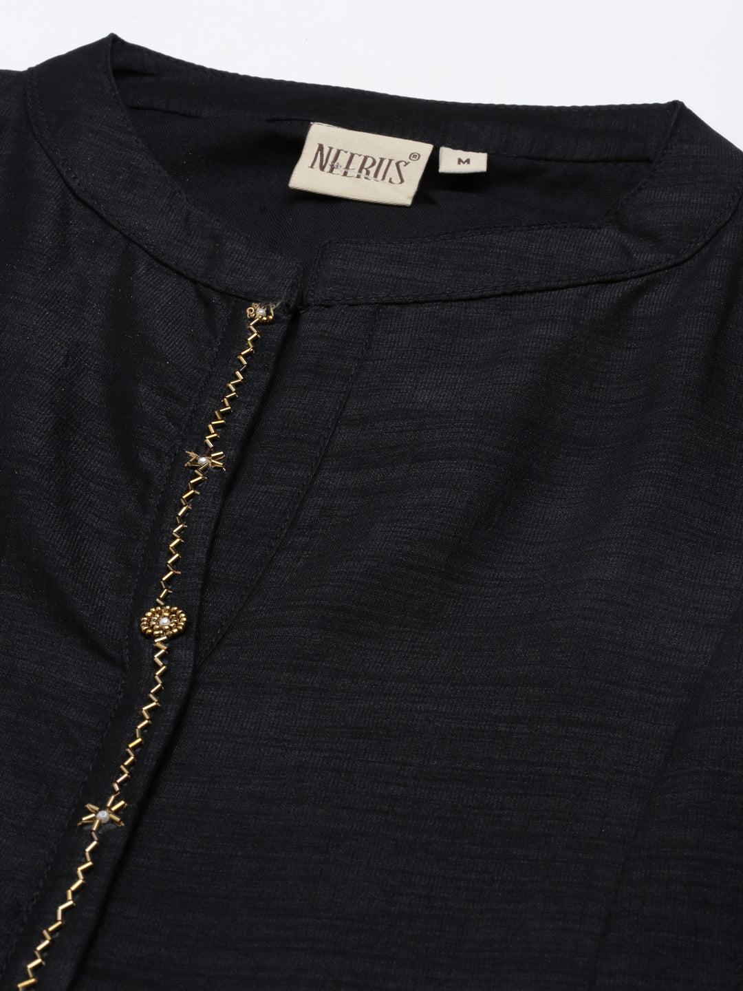 Neerus Black Anarkali Straight Crepe Kurtas