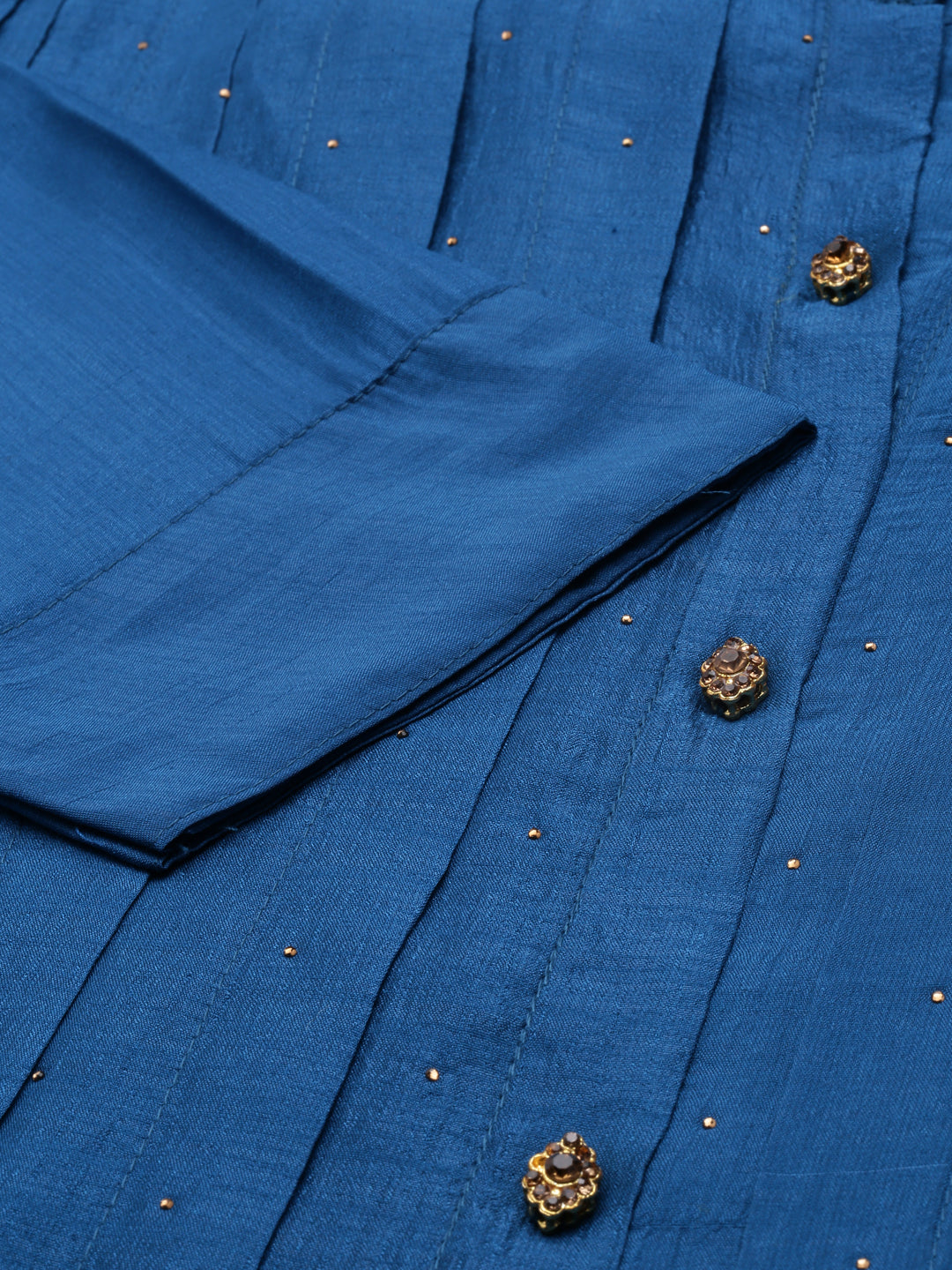 Neerus Peacock Anarkali Curved Blended Kurtas