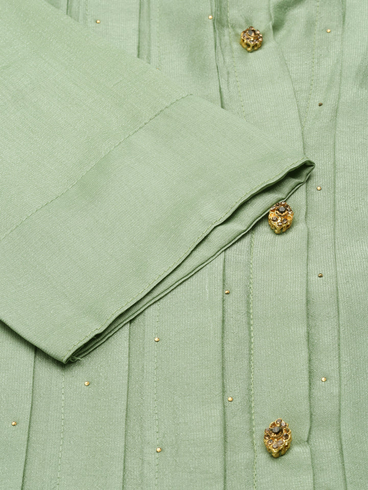 Neerus Pista Anarkali Curved Blended Kurtas