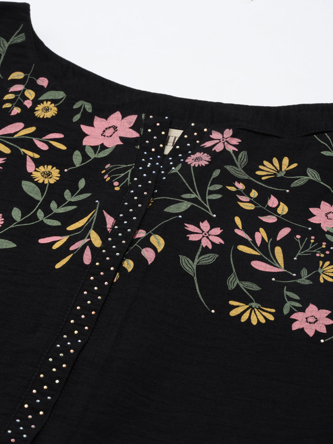 Neerus Black Straight Straight Cotton Kurtas