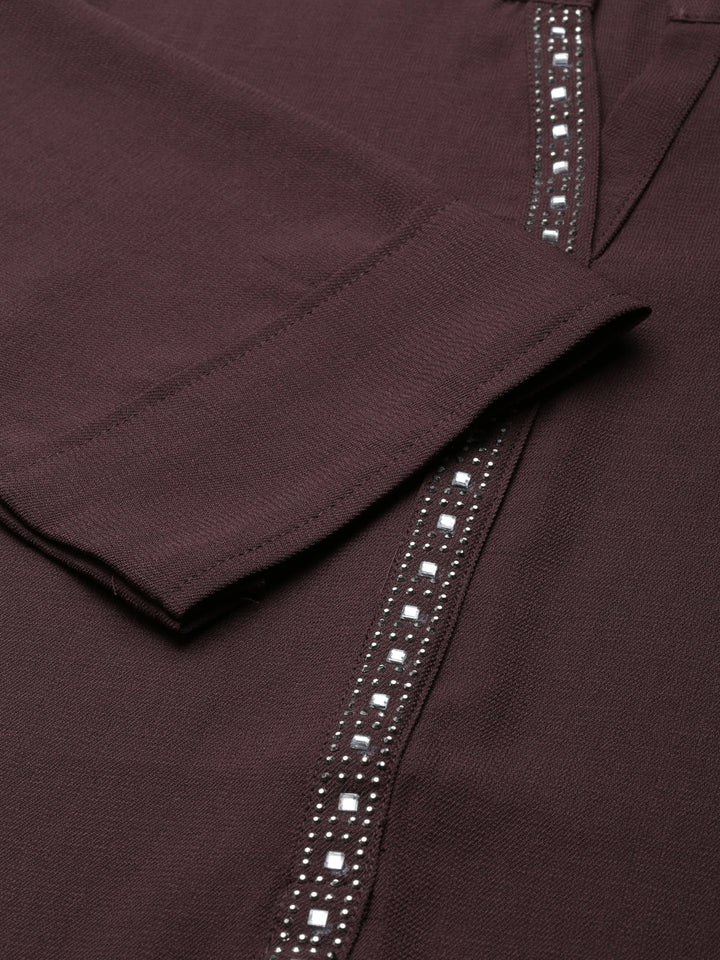 Neerus Purple Straight Solid Viscose Rayon Kurtas