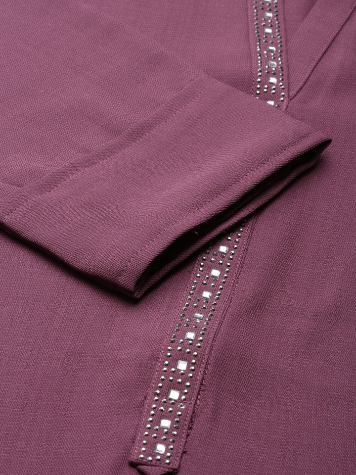 Neerus Maroon Straight Solid Viscose Rayon Kurta