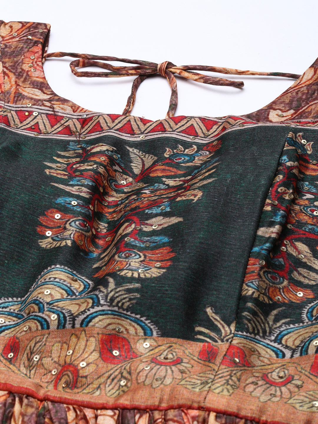 Neerus Rust Straight Casual Printed Maxi Dresses