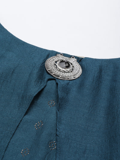 Neeru'S Peacock Color Silk Fabric Kurta