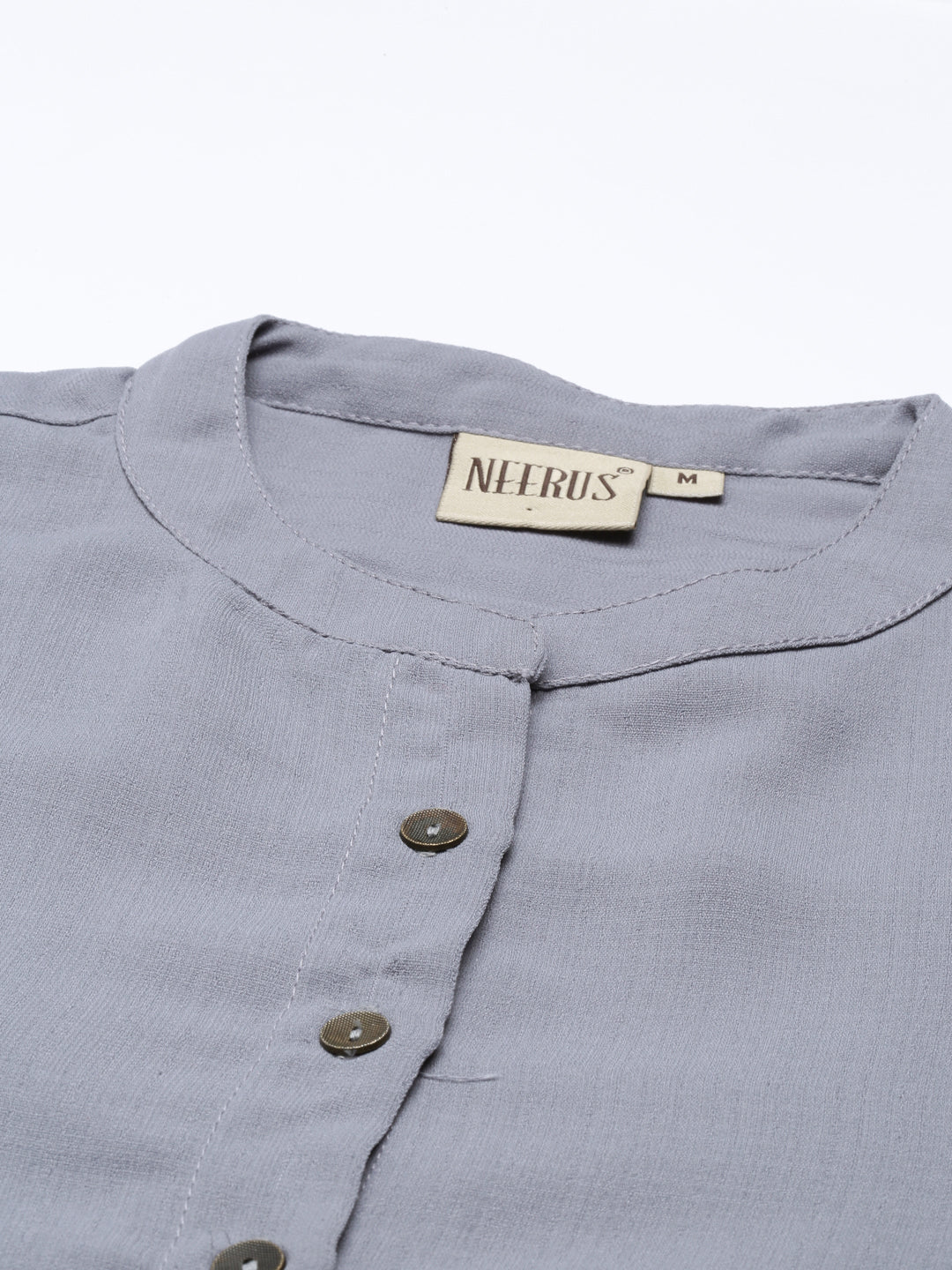 Neeru'S Grey Color, Slub Rayon Fabric Tunic