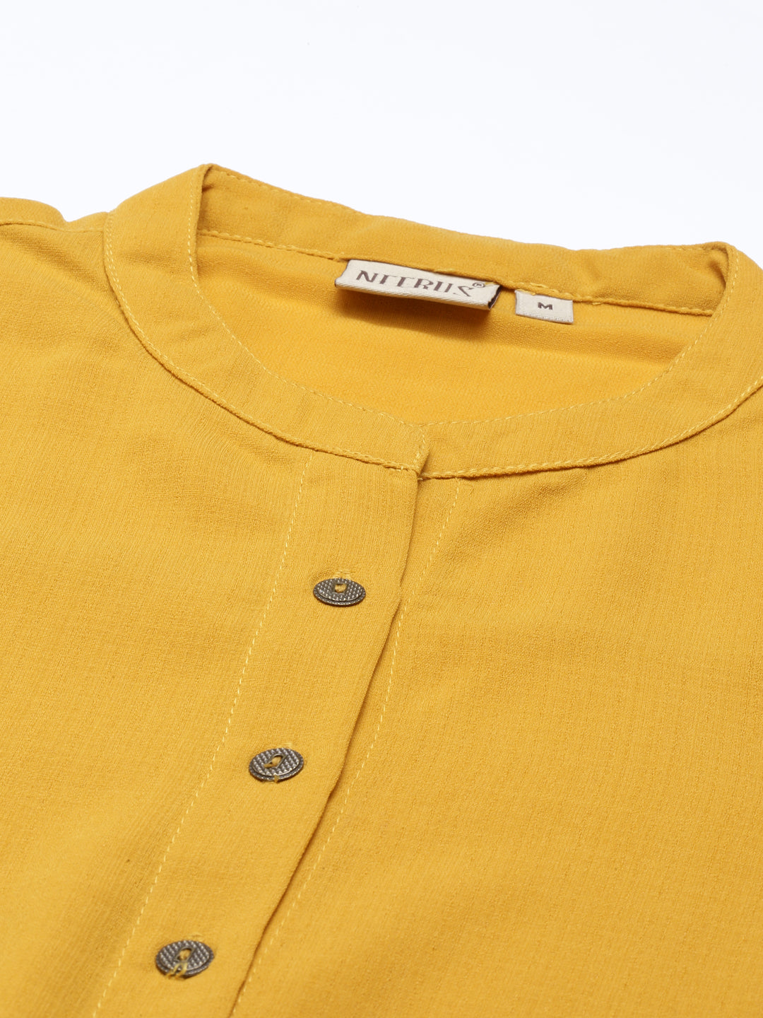 Neerus Yellow rayon solid kurta - back view