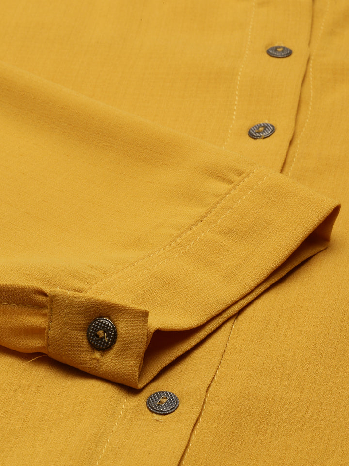 Neerus Yellow rayon solid kurta - detail view 4