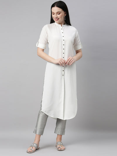 Neeru's Off White Color Slub Rayon Fabric Kurta