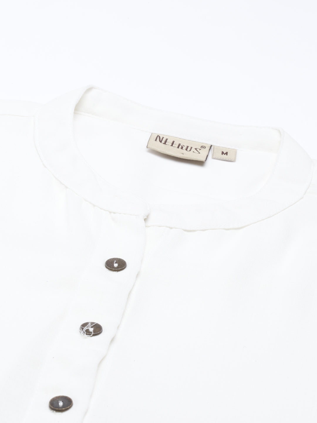 Neerus White rayon solid kurta - back view