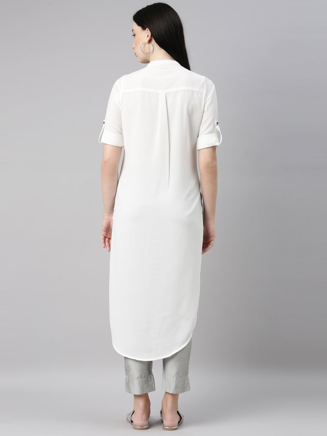 Neeru's Off White Color Slub Rayon Fabric Kurta