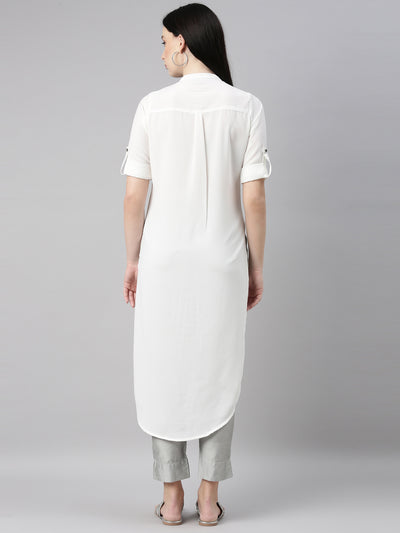 Neeru's Off White Color Slub Rayon Fabric Kurta