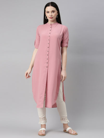 Neeru's Onion Color Slub Rayon Fabric Kurta