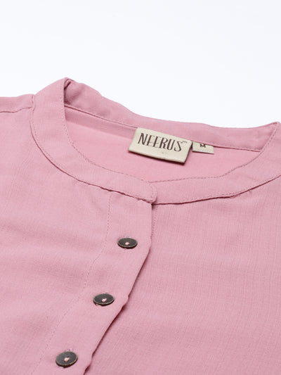 Neeru's Onion Color Slub Rayon Fabric Kurta